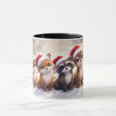 クリスマスの可愛い動物の休日 マグカップ (中央)