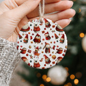 クリスマスの可愛い動物 メリークリスマス ご家族の名前 セラミックオーナメント