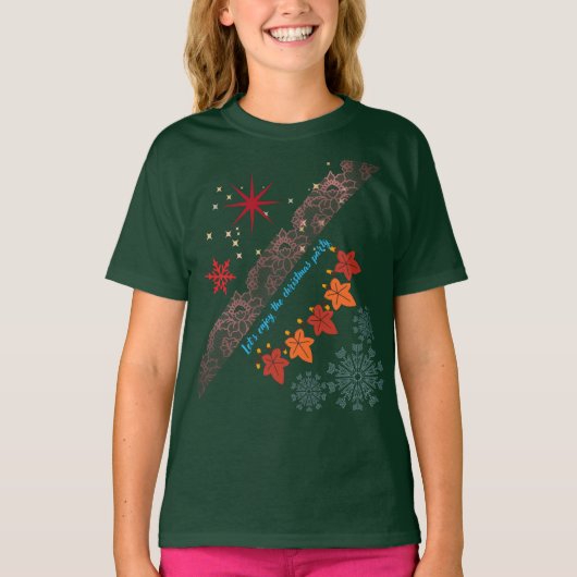 クリスマスの可愛い女の子Tシャツ-お祭り気分のホリデーコーデ Tシャツ (正面)