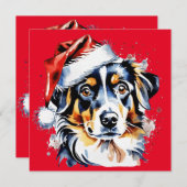 クリスマスの可愛い子犬 招待状 (正面/裏面)