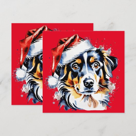 クリスマスの可愛い子犬 招待状 (正面/裏面)