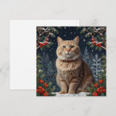 クリスマスの可愛い子猫 冬の休日の常緑樹 シーズンカード (正面/裏面)