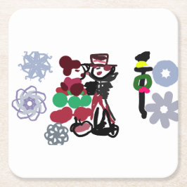 クリスマスの可愛い散歩 スクエアペーパーコースター