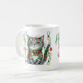 クリスマスの可愛い猫とホリデー雰囲気 コーヒーマグカップ (正面左)