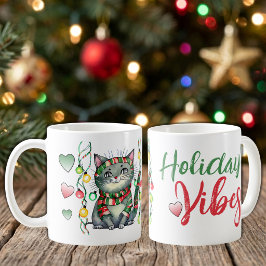 クリスマスの可愛い猫とホリデー雰囲気 コーヒーマグカップ