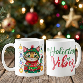 クリスマスの可愛い猫のオーナメント コーヒーマグカップ