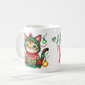クリスマスの可愛い猫のオーナメント コーヒーマグカップ (正面左)