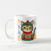 クリスマスの可愛い猫のオーナメント コーヒーマグカップ (左)