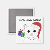 クリスマスの可愛い猫の名言 マグネット (正面/裏面)