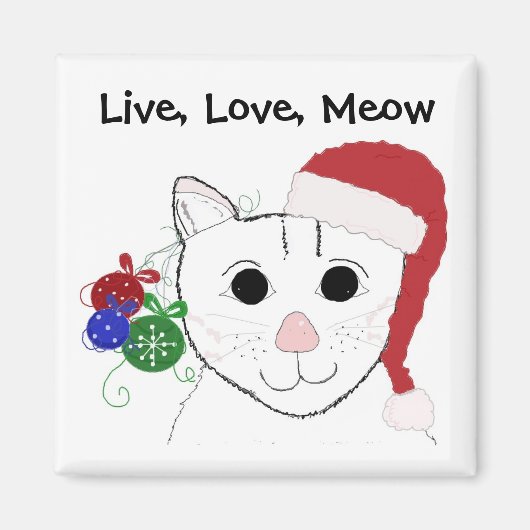 クリスマスの可愛い猫の名言 マグネット (正面)
