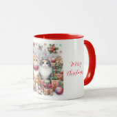 クリスマスの可愛い猫 マグカップ (正面右)