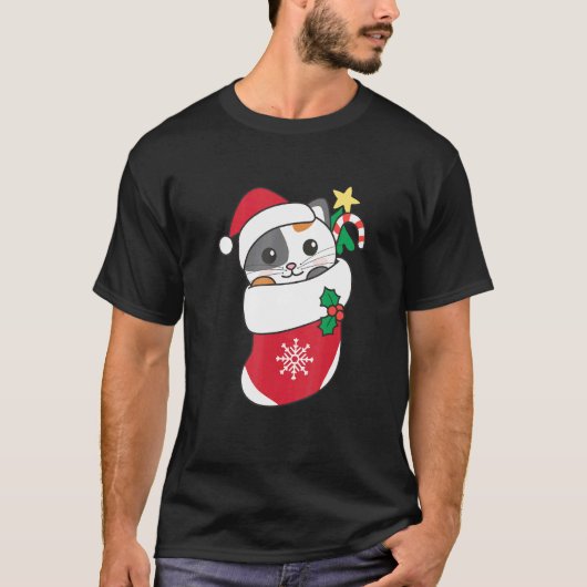 クリスマスの可愛い猫 猫 7 Tシャツ (正面)