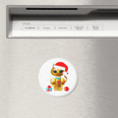 クリスマスの可愛い金色の子猫のキャラクター マグネット (インサイチュ (食洗機))
