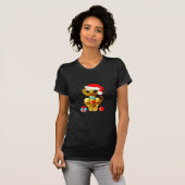 クリスマスの可愛い金色の子猫のキャラクター Tシャツ (正面フル)