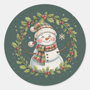 クリスマスの可愛い雪だるま 冬の季節の祝日 ラウンドシール