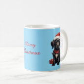 クリスマスの可愛い黒犬 コーヒーマグカップ (正面右)