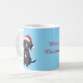 クリスマスの可愛い黒犬 コーヒーマグカップ (正面左)