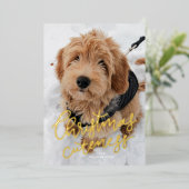 クリスマスの可愛さ ワンフォト かわいいペット 箔シーズンカード (立ち正面)