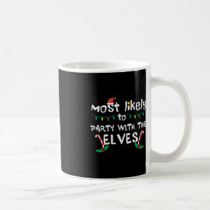 クリスマスの可能性の高いパーティーとエルベクリスマスの家族の試合 コーヒーマグカップ