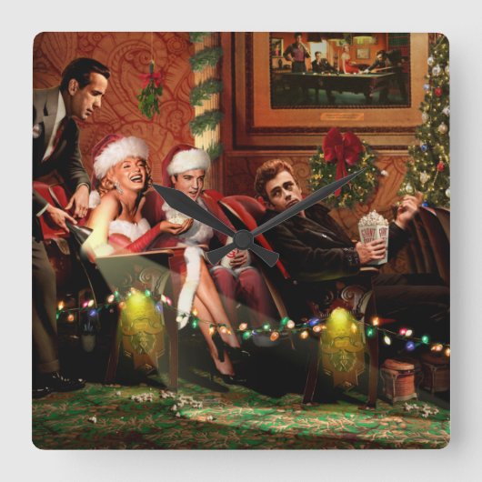 クリスマスの合間 スクエア壁時計 (正面)