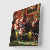 クリスマスの合間 スクエア壁時計 (傾斜)