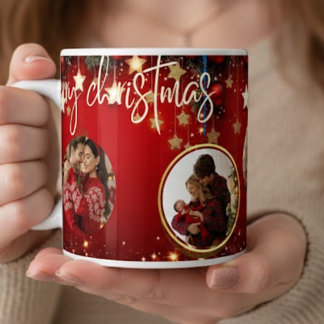 クリスマスの名入れマグ メリークリスマス 写真入り ジャンボコーヒーマグカップ