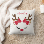 クリスマスの名前が付いたかわいいトナカイ クッション (ブランケット)