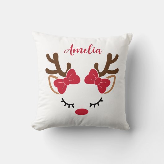 クリスマスの名前が付いたかわいいトナカイ クッション (正面)