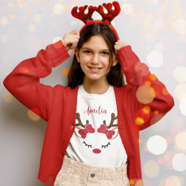 クリスマスの名前が付いた可愛いトナカイ Tシャツ