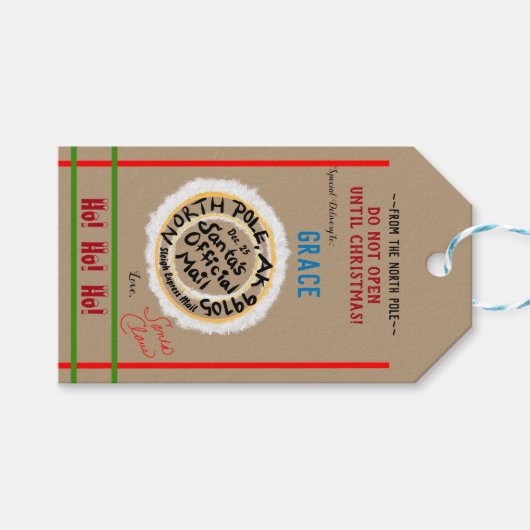 クリスマスの名前まで開かない ギフトタグ (正面(横))