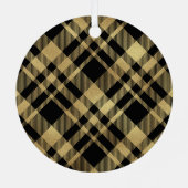 クリスマスの名前を持つブラックと金ゴールドの格子模様 メタルオーナメント (裏面)