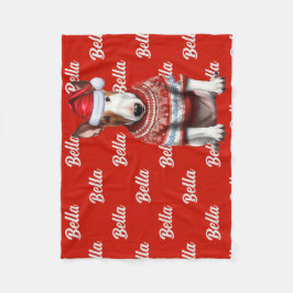 クリスマスの名前を持つブル・テリアパターン（の模様が）あるー犬 フリースブランケット