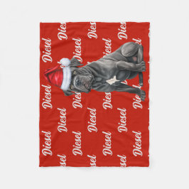 クリスマスの名前を持つ杖のコルソパターン（の模様が）ある犬 フリースブランケット