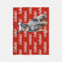 クリスマスの名前を持つ青いヒーラーパターン(の模様が)ある犬 フリースブランケット