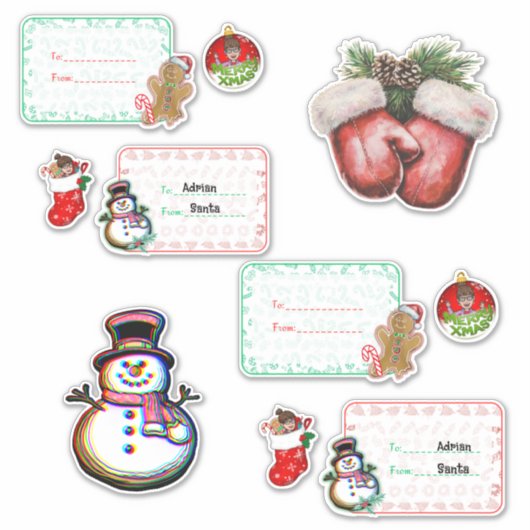 クリスマスの名前タグ シール (正面)