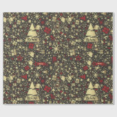 クリスマスの名前ツリーの贈り物を赤で追加 ラッピングペーパー (フラット)