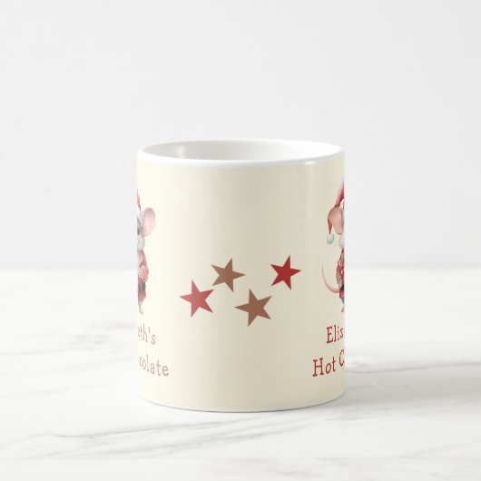 クリスマスの名前 マウス ブラウン ホットチョコレート マグ (中央)