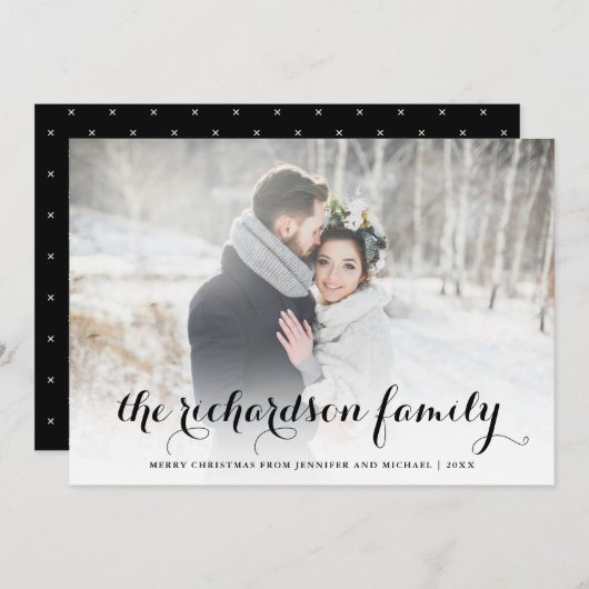 クリスマスの名前 | 白黒(写真) シーズンカード (正面/裏面)