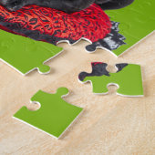 クリスマスの吠え声のばかばかしいフレンチ・ブルドッグのパズル ジグソーパズル (側面)