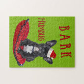 クリスマスの吠え声のばかばかしいフレンチ・ブルドッグのパズル ジグソーパズル (横)