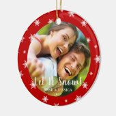 クリスマスの周りの赤い雪 セラミックオーナメント (左)