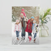 クリスマスの喜ばしい白い手書き写真 シーズンカード (スタンド正面)