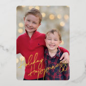 クリスマスの喜びがいっぱいの写真カード 箔シーズンカード (正面)