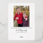 クリスマスの喜びがいっぱいの写真カード 箔シーズンカード (裏面)