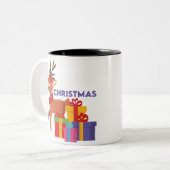 クリスマスの喜びと共にぬくぬくと ツートーンマグカップ (正面左)