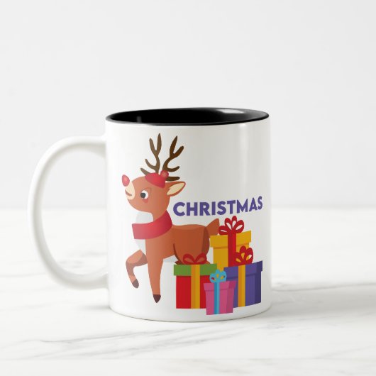 クリスマスの喜びと共にぬくぬくと ツートーンマグカップ (左)