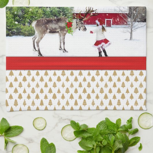 クリスマスの喜びと平和の写真 キッチンタオル (折り畳み)