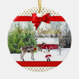 クリスマスの喜びと平和の写真 セラミックオーナメント