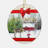 クリスマスの喜びと平和の写真 セラミックオーナメント (左)