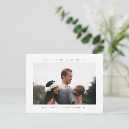クリスマスの喜びと平和の家族の写真 シーズンポストカード (スタンド正面)